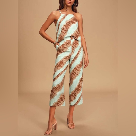 Anthropologie SET Camille Tie-Dye High-Waisted Culottes + Tie-Back Crop Top | M - Picture 15 of 16